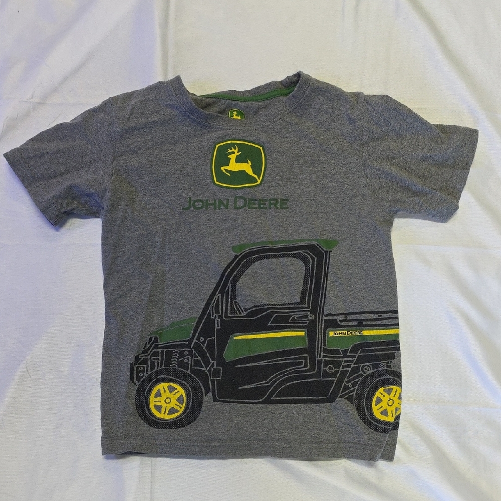 John Deere Gray T-Shirt with Green and Yellow Design